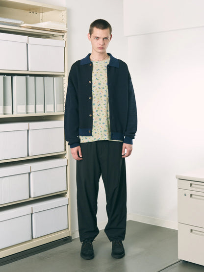 MULTI KNIT SHIRT JACKET / navy ×black