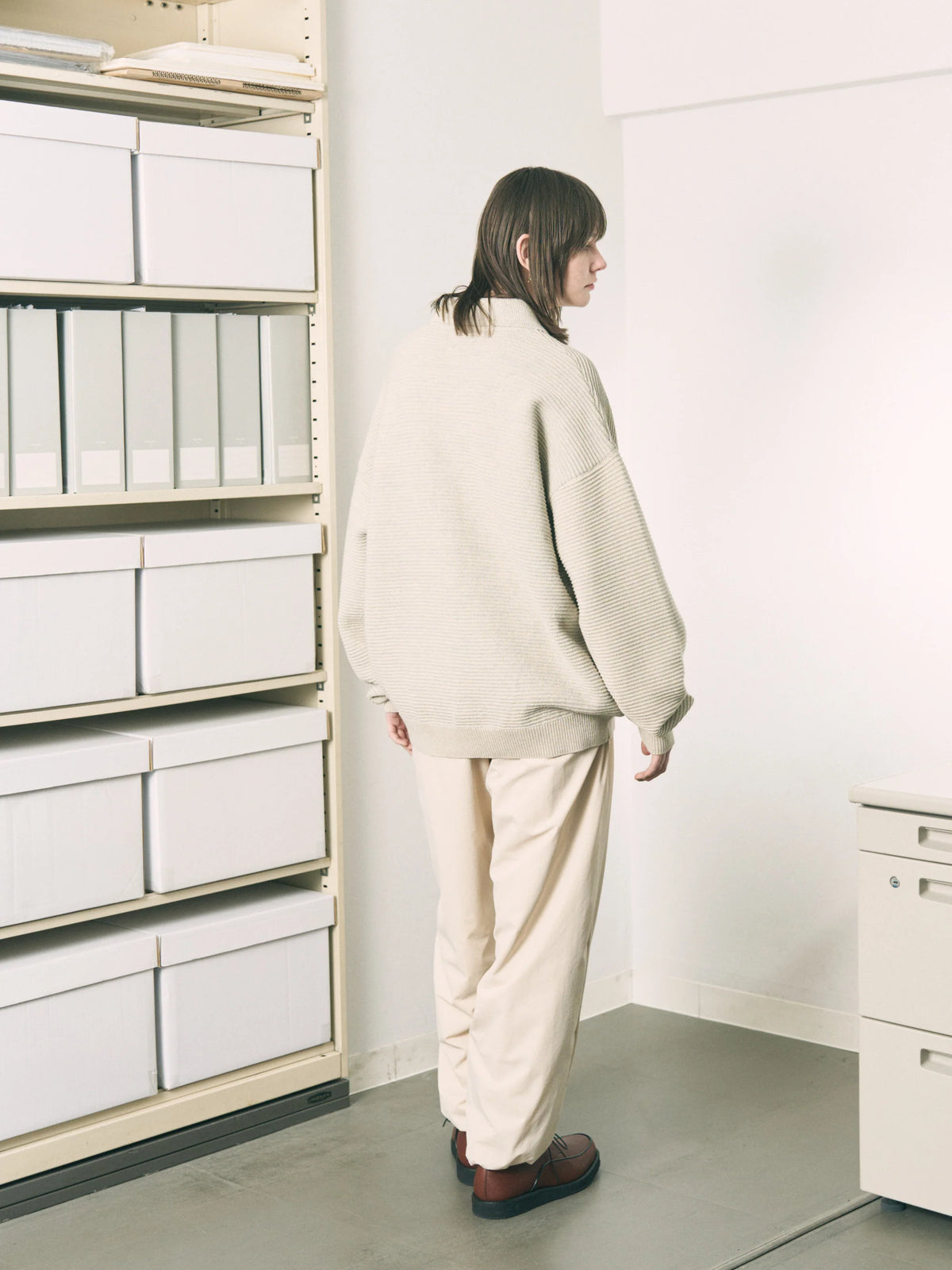 REFLECTIVE KNIT SHIRT JACKET /  oatmeal