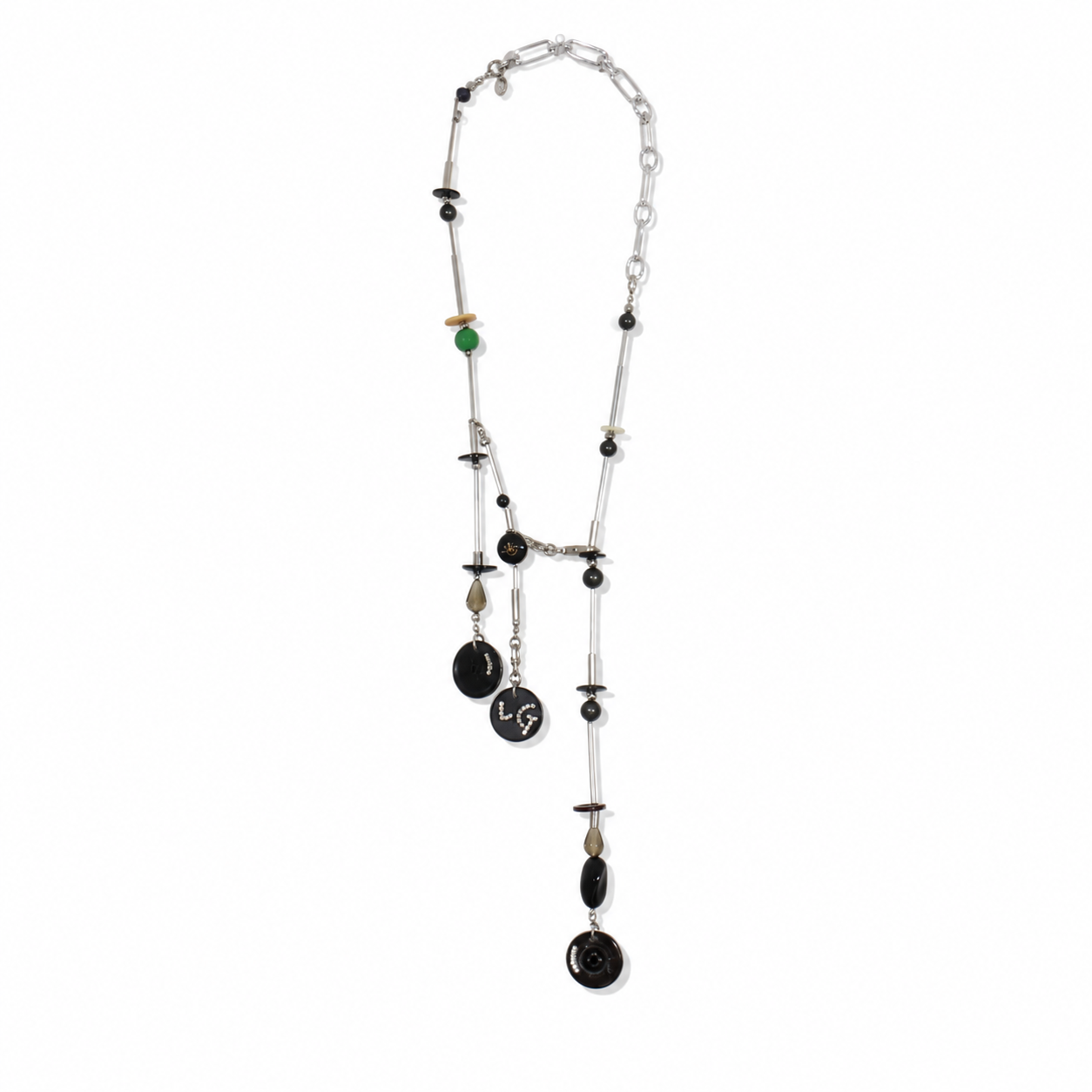 【LEO GON'DO】ROSARY Necklace No,10 BLACK BUTTON / LONG DROP