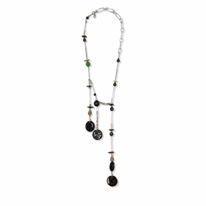 【LEO GON'DO】ROSARY Necklace No,10 BLACK BUTTON / LONG DROP
