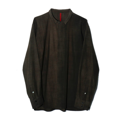 Uneven Dyed Fly Front Shirt  / charcoal
