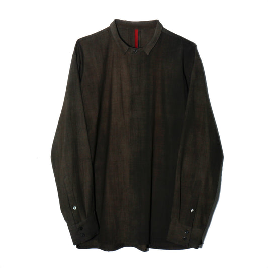 Uneven Dyed Fly Front Shirt  / charcoal