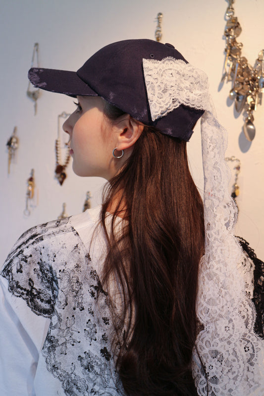 【Open Atelier】HANA YAGI / Lace collage Cap＜ribbon＞※受注生産商品となります