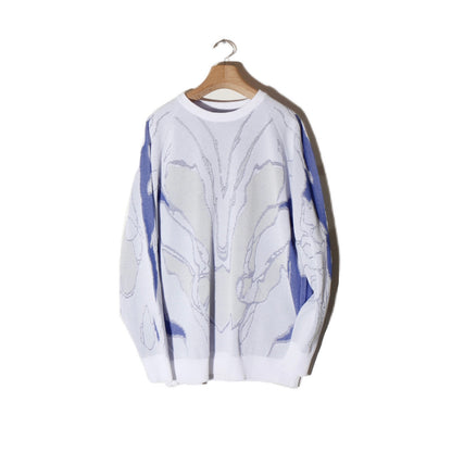 "Bionic Aurora" jacquard sweater / white