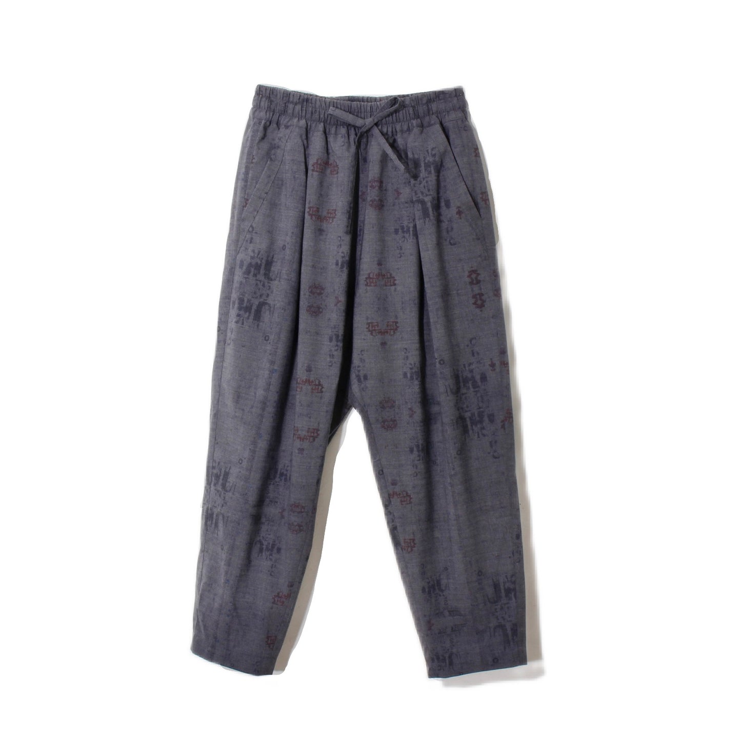 india wall print tapered pants / gray