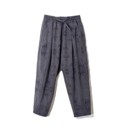 india wall print tapered pants / gray