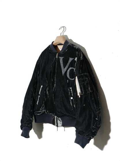Vc Velvet Puffer Bomber Jacket / Dusty Black