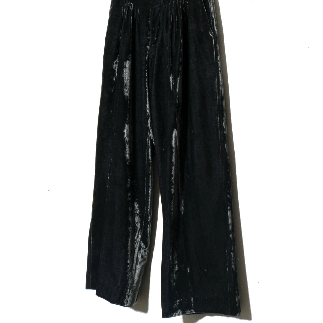Velvet Accordion Wide Trousers / Dusty Black