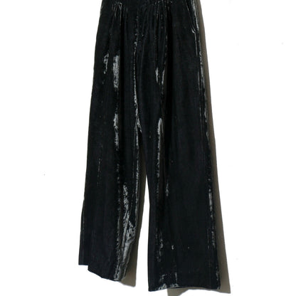 Velvet Accordion Wide Trousers / Dusty Black