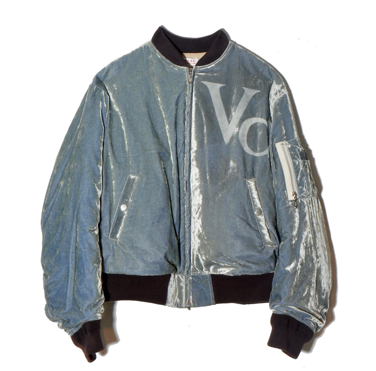 Vc Velvet Puffer Bomber Jacket / dusty blue