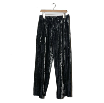 Velvet Accordion Wide Trousers / Dusty Black