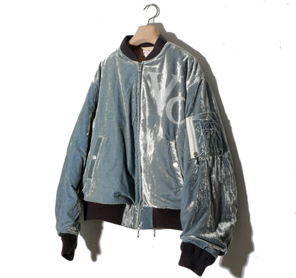 Vc Velvet Puffer Bomber Jacket / dusty blue