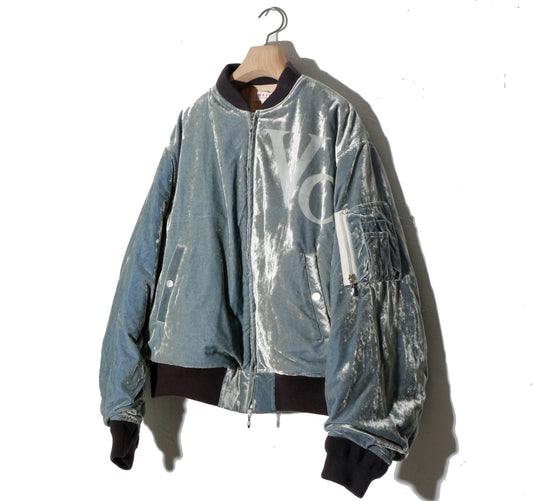 Vc Velvet Puffer Bomber Jacket / dusty blue