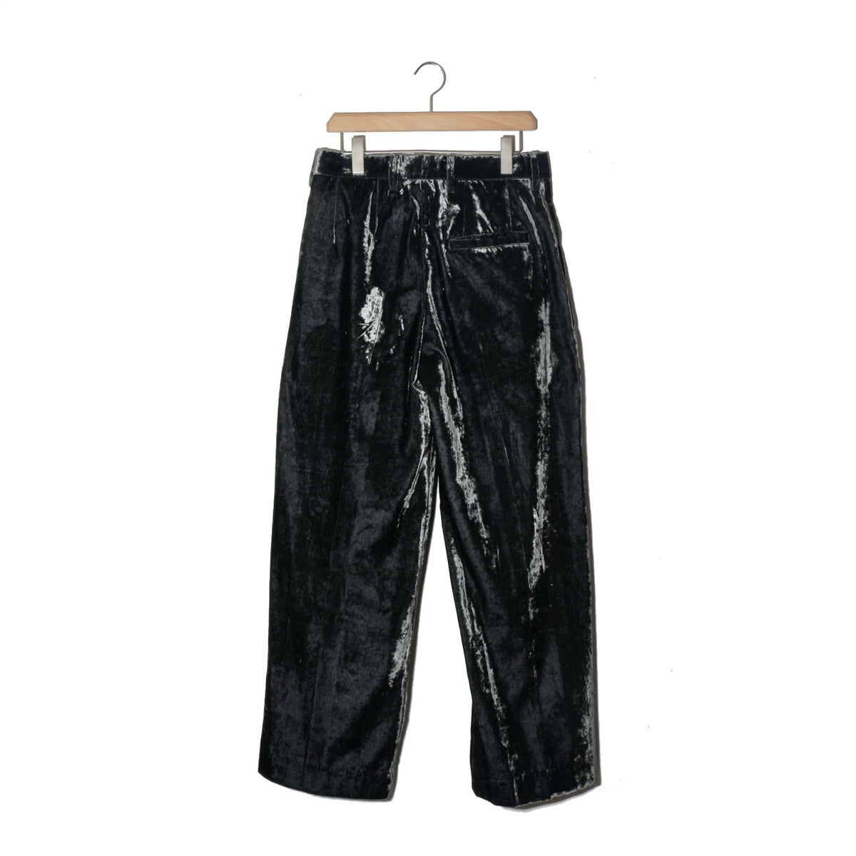 Velvet Accordion Wide Trousers / Dusty Black
