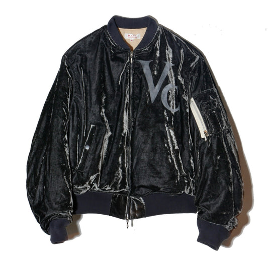 Vc Velvet Puffer Bomber Jacket / Dusty Black