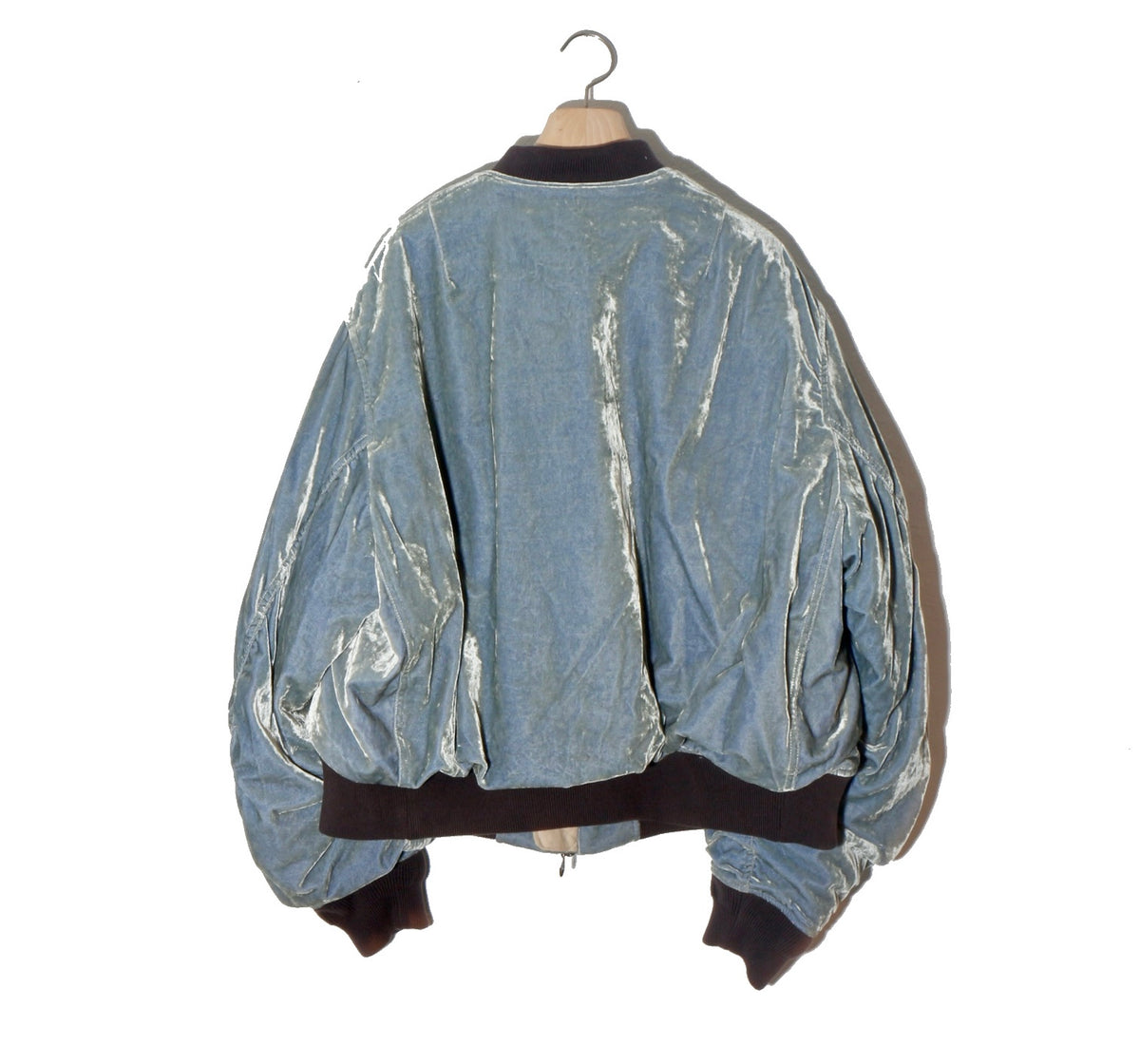 Vc Velvet Puffer Bomber Jacket / dusty blue