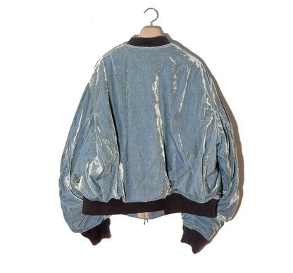 Vc Velvet Puffer Bomber Jacket / dusty blue