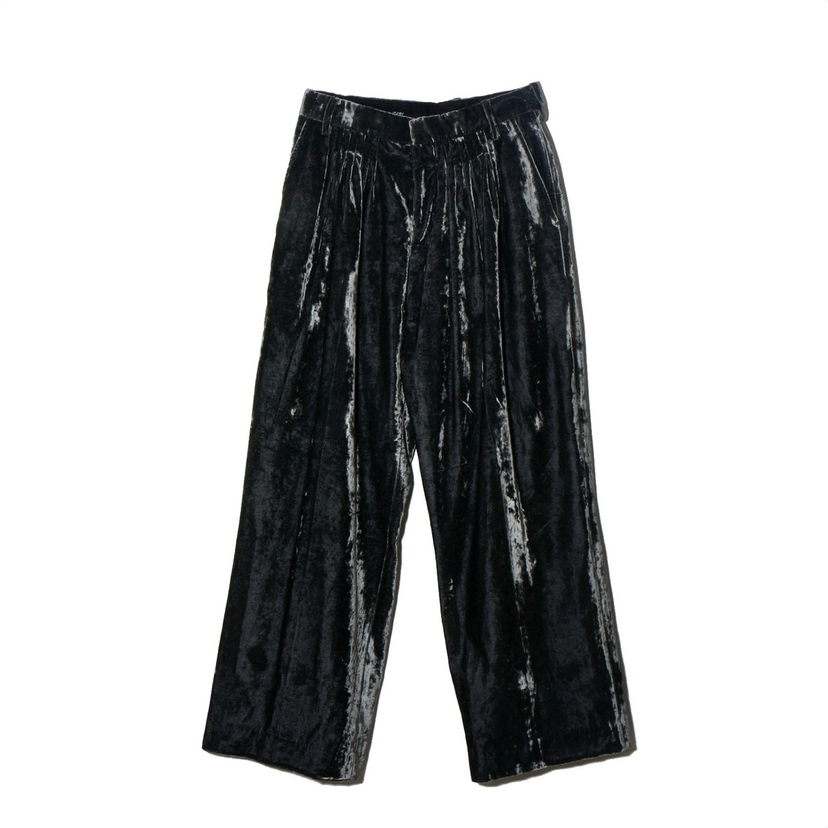 Velvet Accordion Wide Trousers / Dusty Black