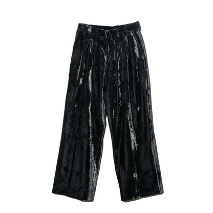 Velvet Accordion Wide Trousers / Dusty Black