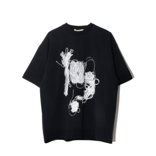 print T-shirt / yarn  / bk