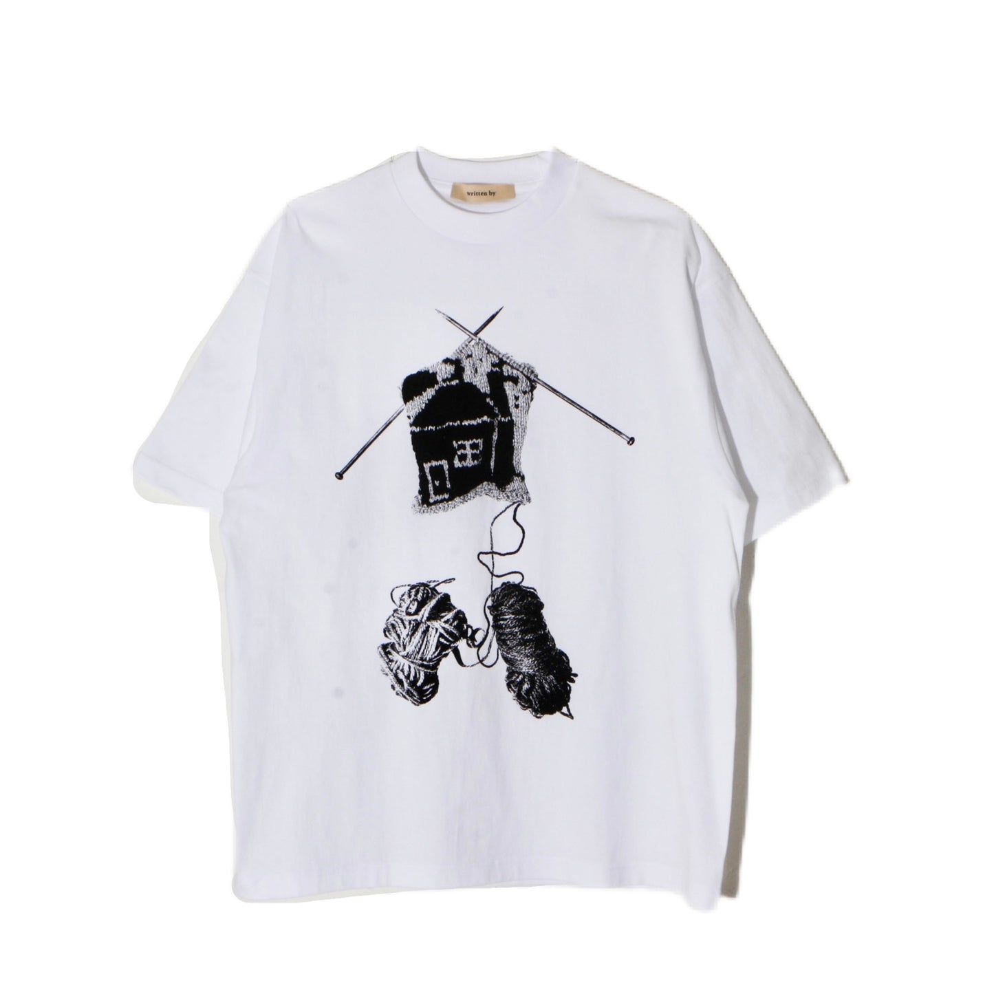 print T-shirt / knitting   / wh