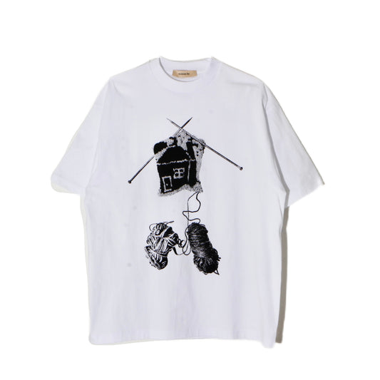 print T-shirt / knitting   / wh