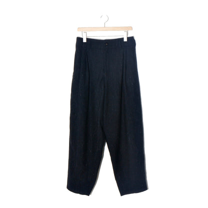 Cosmos wool 2tuck trousers / black