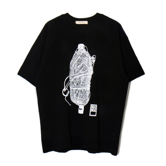 market print T-shirt / yarn  / bk