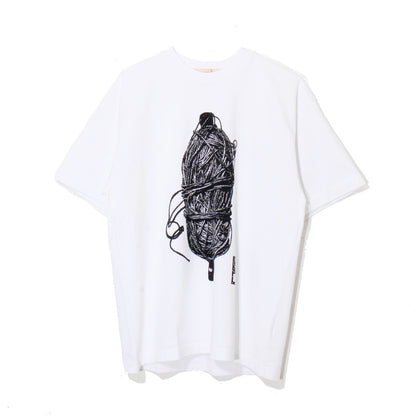 market print T-shirt / yarn  / wh