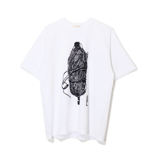 market print T-shirt / yarn  / wh