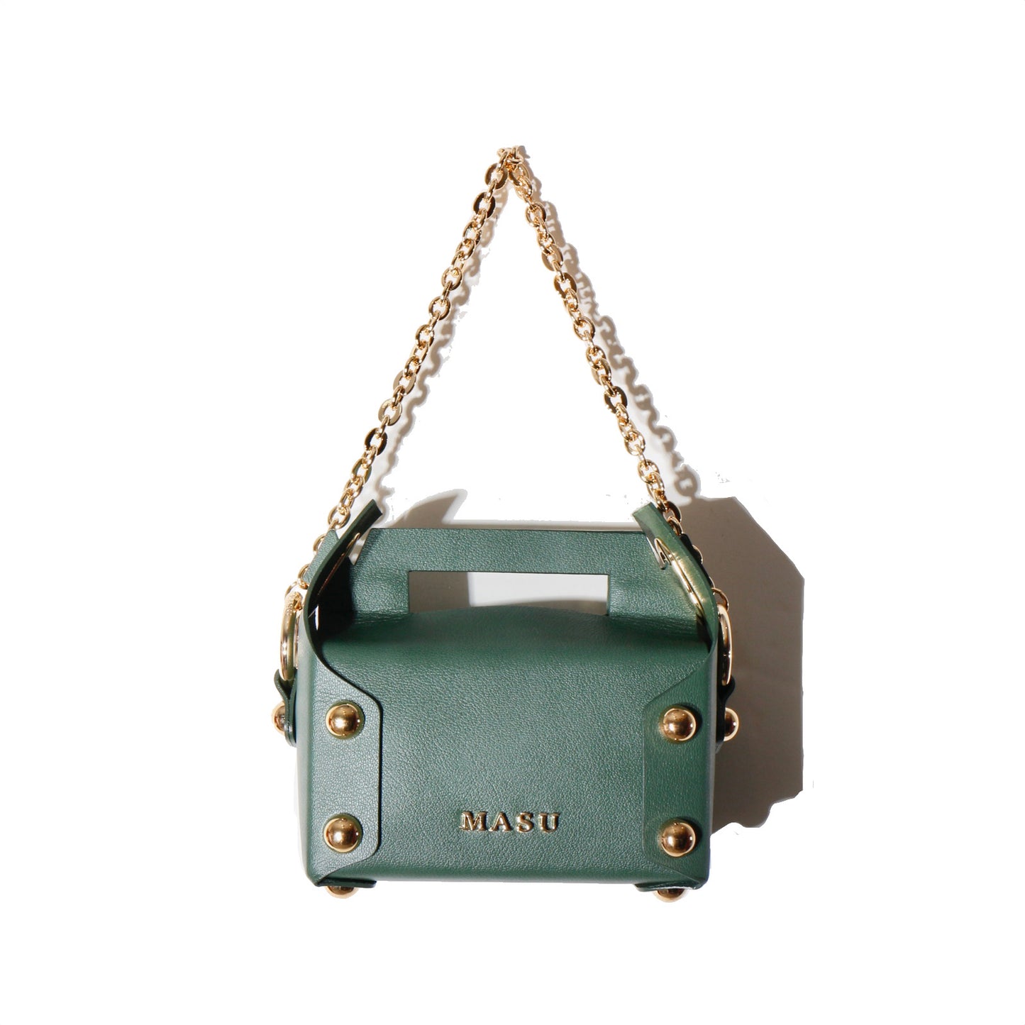 LEATHER CAKE BAG / moss green
