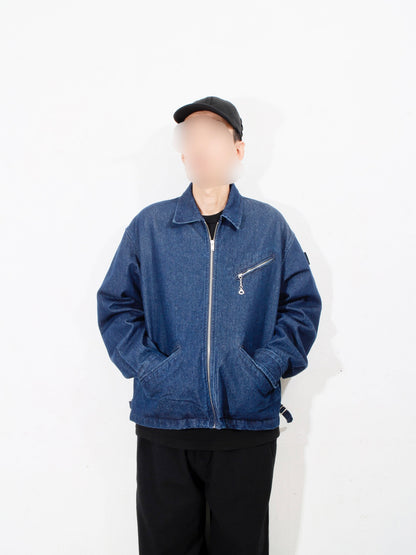 ZIP DENIM WORK JACKET / navy