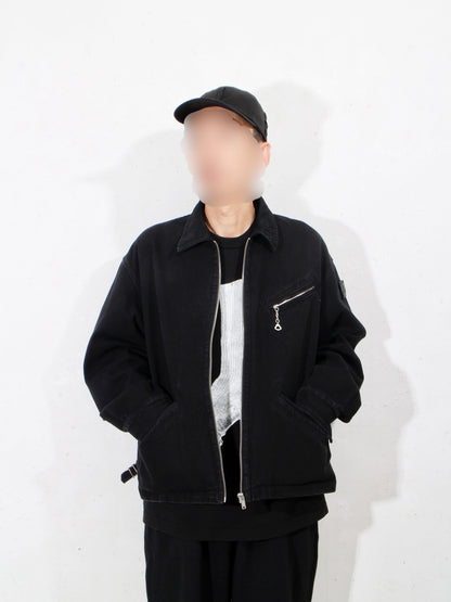 ZIP DENIM WORK JACKET / black