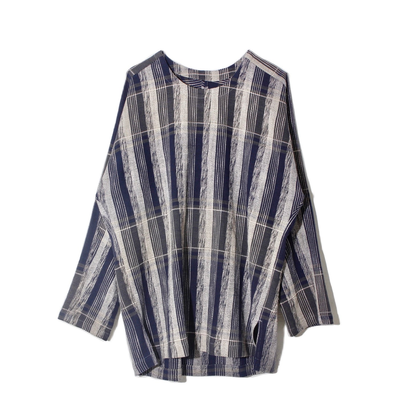 Blue Check Khadi Long Pullover