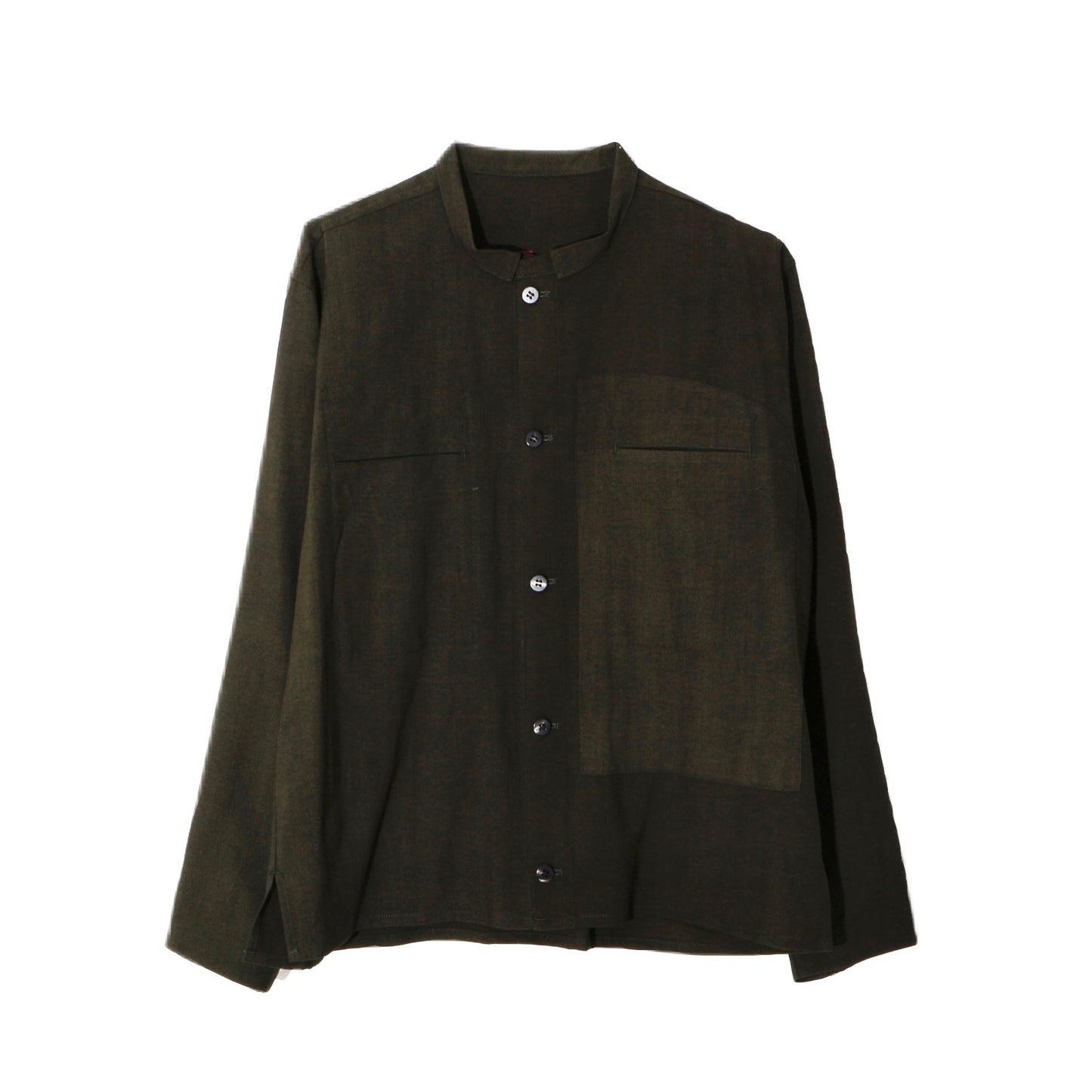 Uneven Dyed Short Shirt Jacket   / D.green