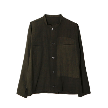 Uneven Dyed Short Shirt Jacket   / D.green
