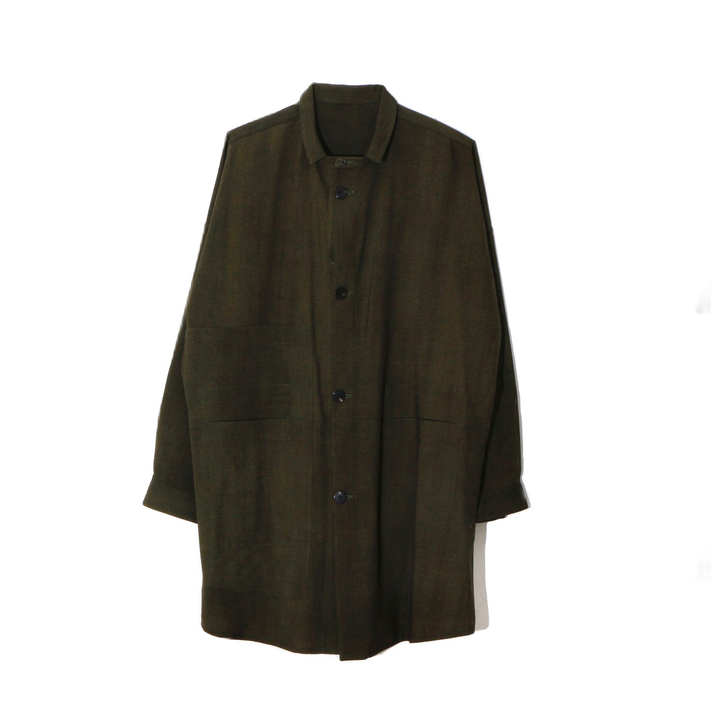Uneven Dyed Pated Shirt Coat   / D.green