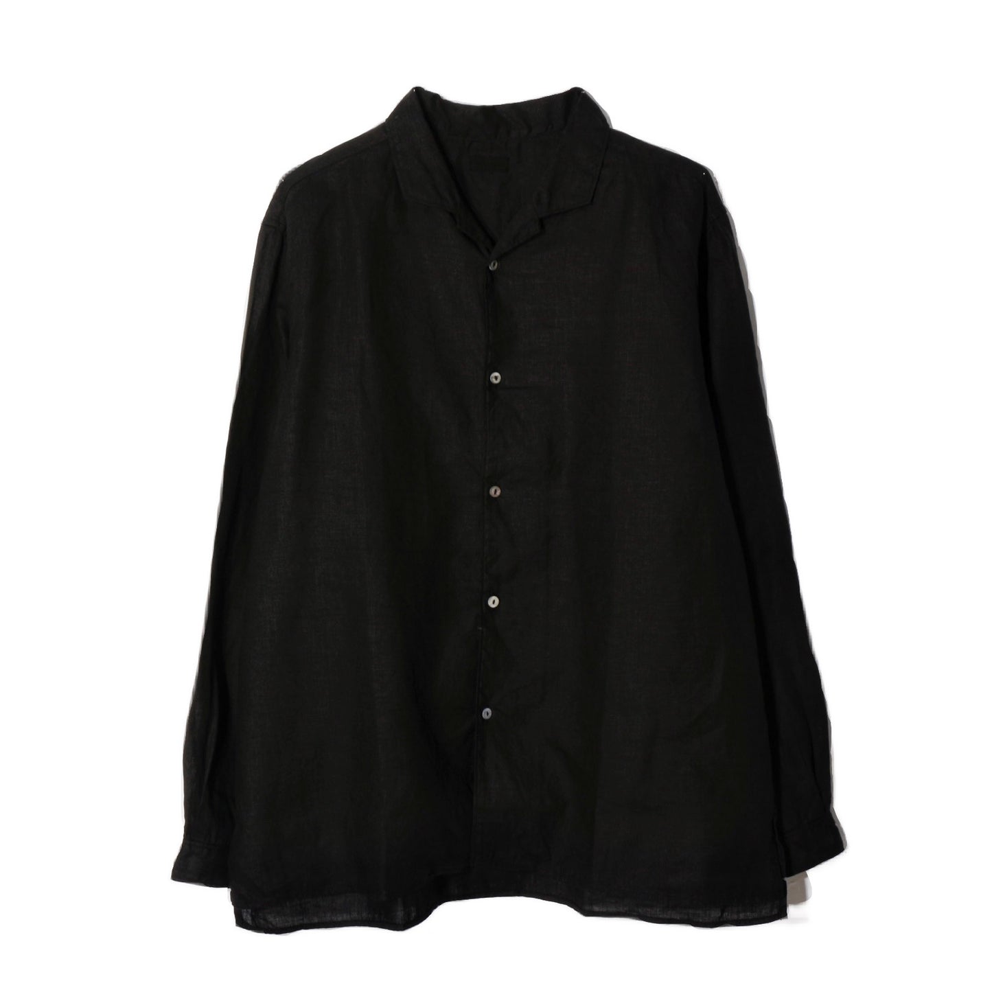 大麻開襟シャツ / 黒