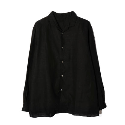 大麻開襟シャツ / 黒