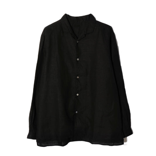 大麻開襟シャツ / 黒