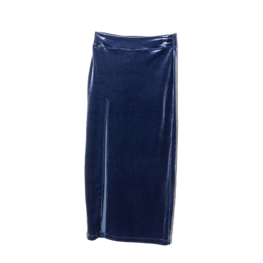 FLEX VELVET SIDE SLIT SKIRT　/ navy