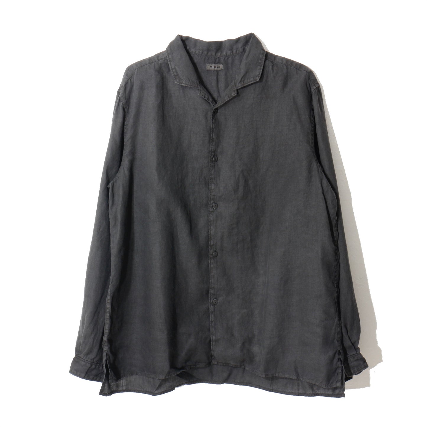 大麻開襟シャツ / 炭