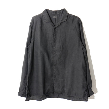 大麻開襟シャツ / 炭