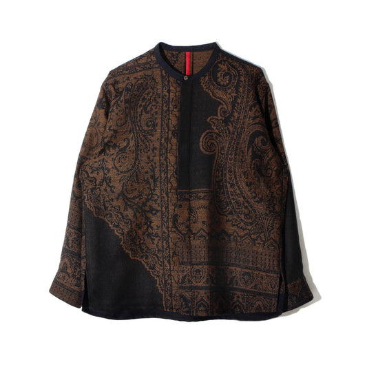 Tibetan Paisley Jacquard Flyfront Shirt / DARK YELLOW