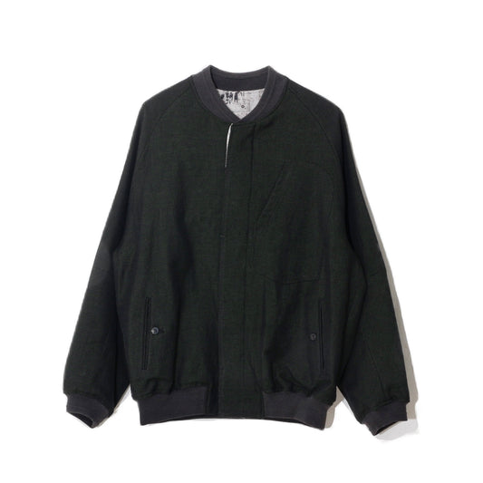 Reversible Linen Wool Blouson / khaki black