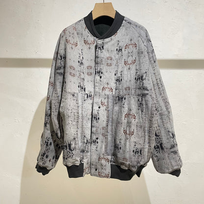 Reversible Linen Wool Blouson / khaki black