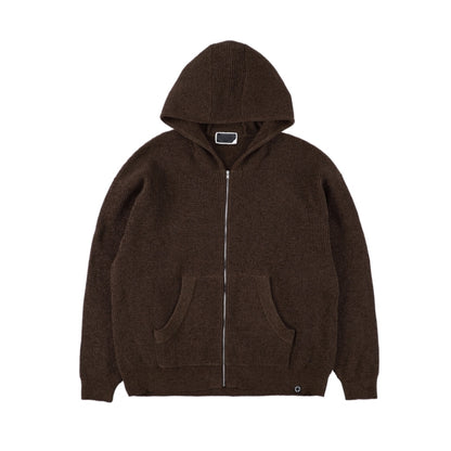 CORDY KNIT ZIP HOODIE / brown