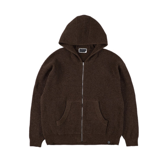 CORDY KNIT ZIP HOODIE / brown