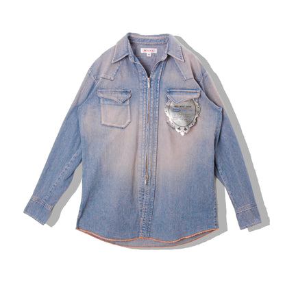 "MASUBOYS"   WESTERN SHIRT (OVER DYE) / PINK INDIGO