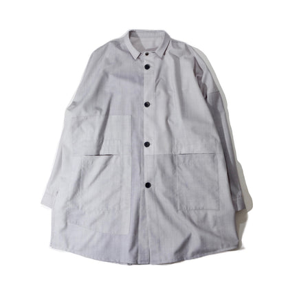 Uneven Dyed Pasted Cloth Shirt Coat / gray-white